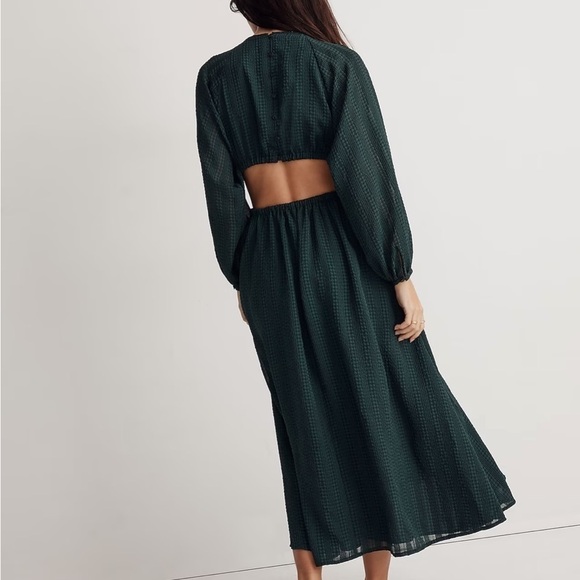 Madewell long sleeve cutout midi dress smoky spruce green - Picture 3 of 6